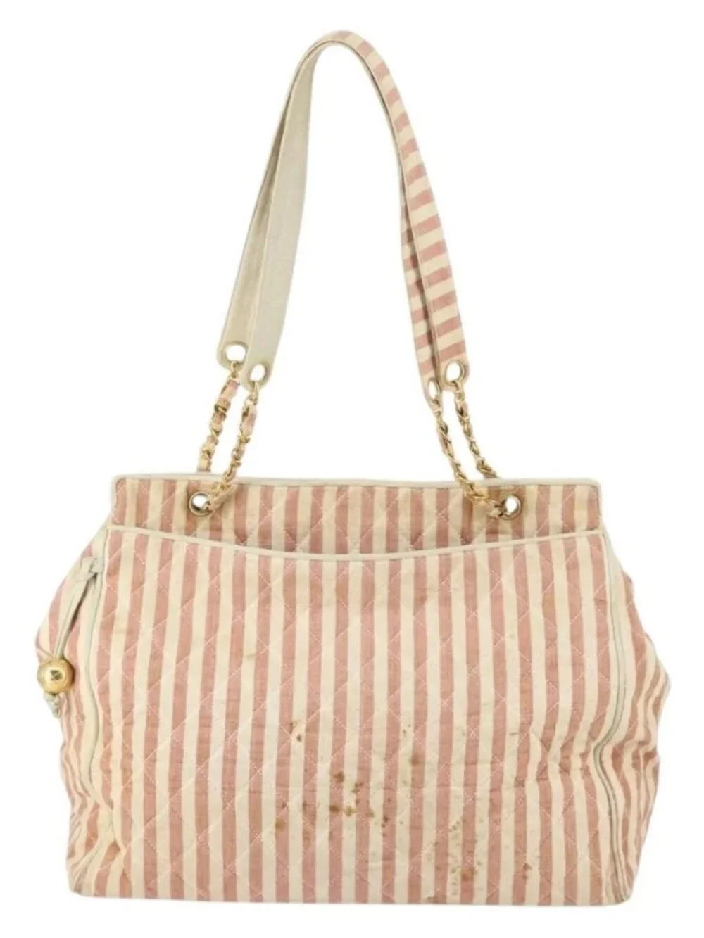 CHANEL Matelasse Tote Bag Canvas Red Gold CC Auth 142751